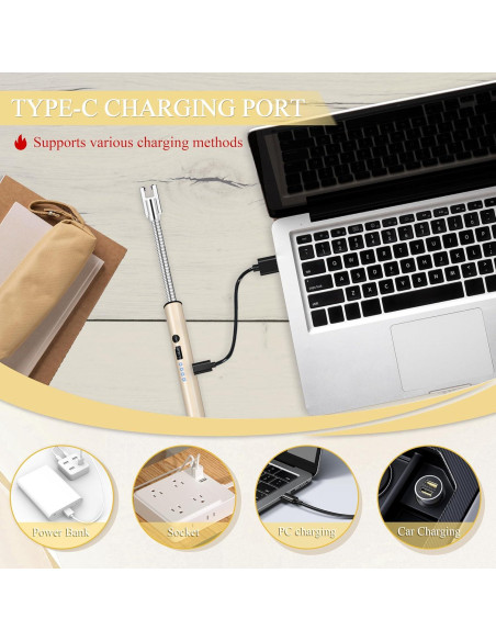 Encendedor Eléctrico Recargable Koulate Oro 360 a Prueba de Viento Encendedor Eléctrico Recargable Koulate Oro 360 a Prueba de Viento