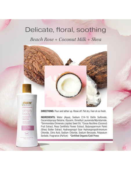 Gel de Ducha Raw Sugar 739 ml Rosa de Playa + Coco - Piel Sensible Gel de Ducha Raw Sugar 739 ml Rosa de Playa + Coco - Piel Sensible