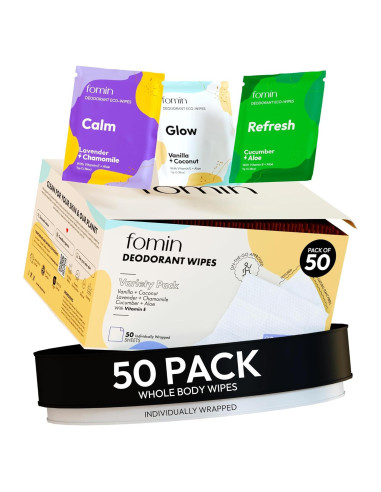 Toallitas Desodorantes FOMIN para Viaje - 50 Unidades - Biodegradables