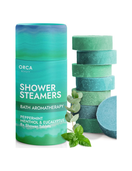 Bombas de Ducha Aromaterapia Orca Beauty 8PC Menta Eucalipto Bombas de Ducha Aromaterapia Orca Beauty 8PC Menta Eucalipto