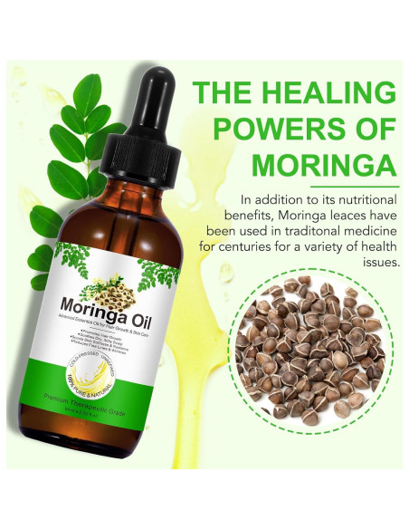 Aceite de Moringa Orgánico 59 ml - Prensado en Frío para Cabello y Piel Aceite de Moringa Orgánico 59 ml - Prensado en Frío para Cabello y Piel