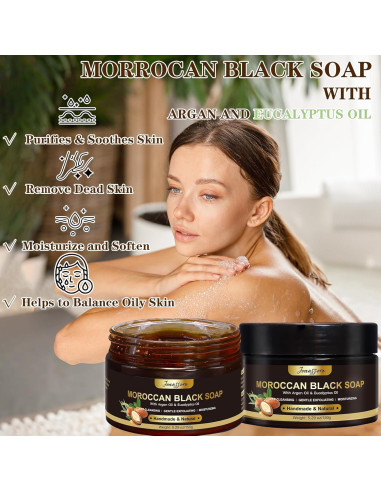 Jabón Negro Marroquí Joanssore 2 Unidades Exfoliante Corporal