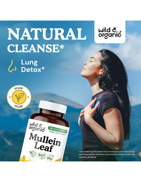 Cápsulas de Mullein Silvestre y Orgánico 2000 mg - 180 Veganas Cápsulas de Mullein Silvestre y Orgánico 2000 mg - 180 Veganas