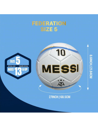 Balón de Fútbol Oficial Licenciado Icon Sports Argentina 10 Tamaño 4