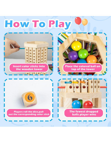 Juego de Mesa Montessori WodGod de Madera con 42 Palitos