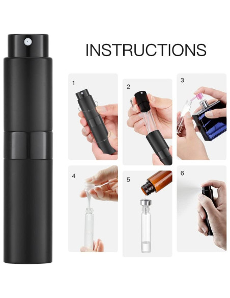 Botella Spray Atomizador 8ml Lisapack Negro Mate Recargable Botella Spray Atomizador 8ml Lisapack Negro Mate Recargable