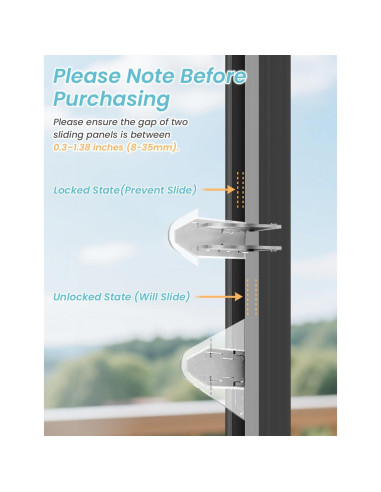 Cerraduras de Seguridad para Puertas Correderas Maveek 8 Piezas