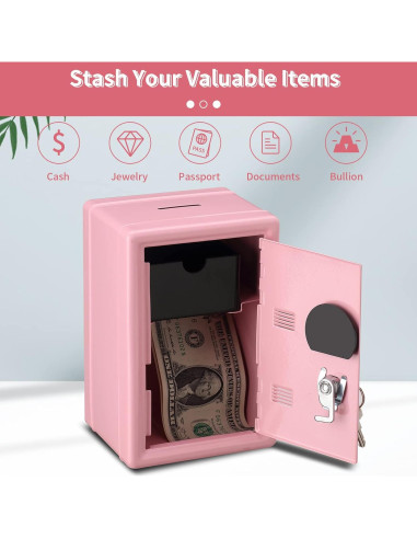 Caja Fuerte Mini Younion Rosa 11.7x10.7x17.5cm con Llave