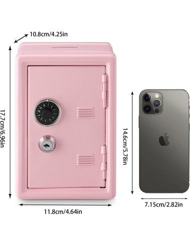 Caja Fuerte Mini Younion Rosa 11.7x10.7x17.5cm con Llave