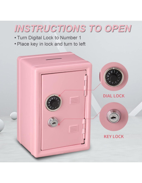 Caja Fuerte Mini Younion Rosa 11.7x10.7x17.5cm con Llave Caja Fuerte Mini Younion Rosa 11.7x10.7x17.5cm con Llave