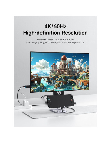 Dock Hagibis Switch2 USB C a HDMI 4K 60Hz para Nintendo Switch