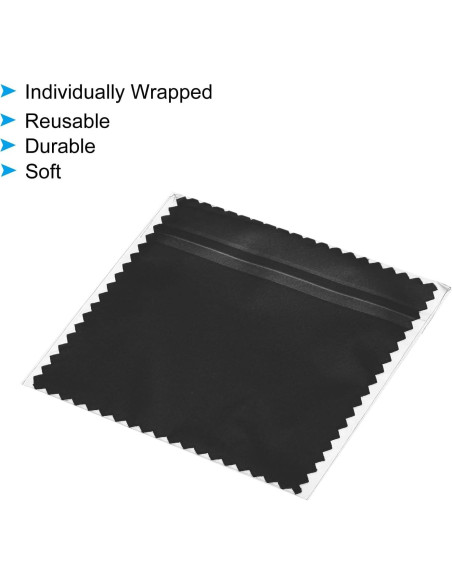 Paño de Limpieza de Joyería PATIKIL 100 Piezas Microfibra Negro Paño de Limpieza de Joyería PATIKIL 100 Piezas Microfibra Negro