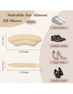 8 Pares Almohadillas Talón Antideslizantes Accoglie Beige/Negro 2