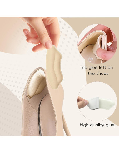 8 Pares Almohadillas Talón Antideslizantes Accoglie Beige/Negro