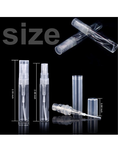 Fandamei 60 Botellas Mini Spray 3ml Plástico Claro