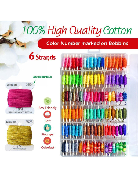 Set de Hilo de Bordado 100% Algodón LE PAON 108 Colores 8m Set de Hilo de Bordado 100% Algodón LE PAON 108 Colores 8m