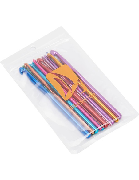 14 Ganchos de Crochet HIBAMSTOR Aluminio Ergonómicos 2-10mm 14 Ganchos de Crochet HIBAMSTOR Aluminio Ergonómicos 2-10mm