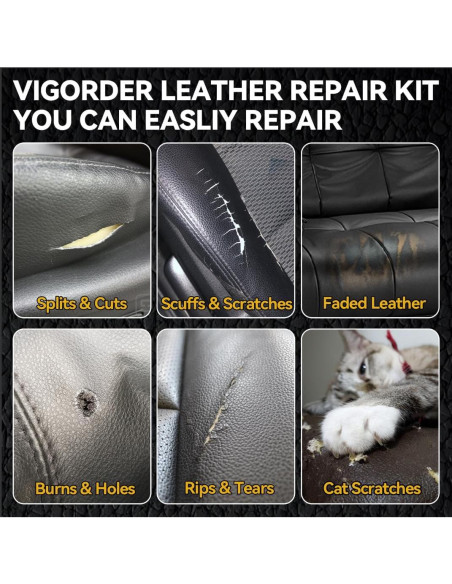 Kit de Reparación de Cuero Negro Vigorder 120ml - Asientos y Muebles Kit de Reparación de Cuero Negro Vigorder 120ml - Asientos y Muebles