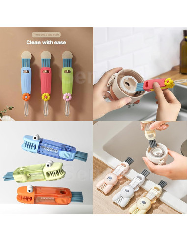 Cepillos de Limpieza 3 en 1 PUSKIU para Botellas y Tazas