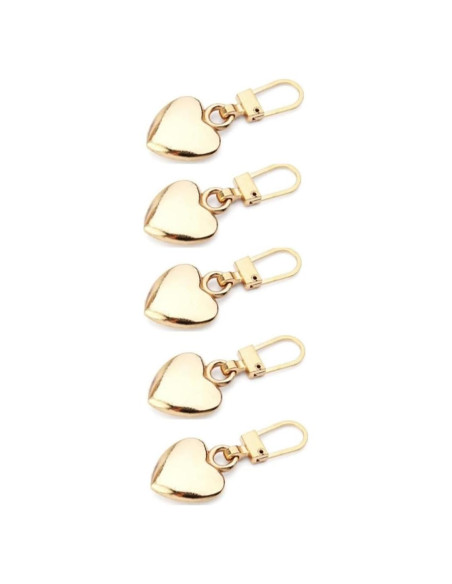 5 Tiradores de Cremallera Corazón Dorado Metal BWESOO 5 Tiradores de Cremallera Corazón Dorado Metal BWESOO