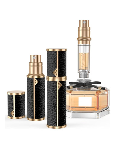 Botella de Perfume Recargable 5ml Yierso Cuero Negro Viaje