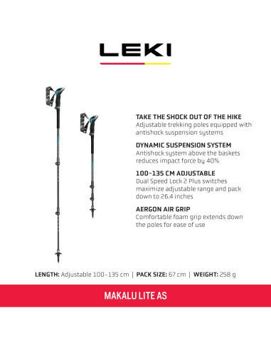 Bastones de Senderismo LEKI Makalu Lite AS Aluminio Ajustables
