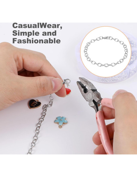 20 Cadenas de Pulsera con Encanto Prasacco Plata 17.8cm 20 Cadenas de Pulsera con Encanto Prasacco Plata 17.8cm