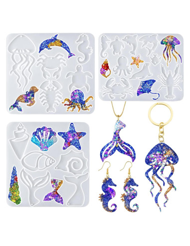 Moldes de Silicona YODOYO para Aretes Oceánicos 3 Piezas