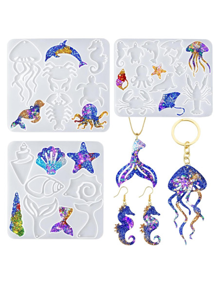 Moldes de Silicona YODOYO para Aretes Oceánicos 3 Piezas Moldes de Silicona YODOYO para Aretes Oceánicos 3 Piezas