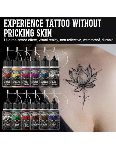 Kit de Tatuajes Temporales DMTATTOO 12 Botellas 11 Colores