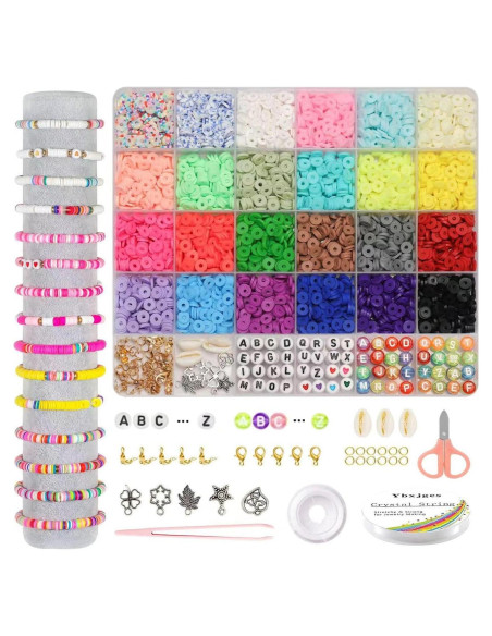 Kit de Pulseras de Perlas de Arcilla Ybxjges 3800 Piezas DIY Kit de Pulseras de Perlas de Arcilla Ybxjges 3800 Piezas DIY