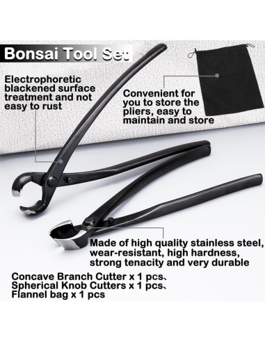 Juego de Herramientas para Bonsai LEONTOOL - Acero Inoxidable