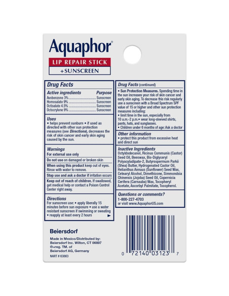 Conjunto Balsamo Labial Aquaphor SPF 30 4.8g x 4 Unidades Conjunto Balsamo Labial Aquaphor SPF 30 4.8g x 4 Unidades