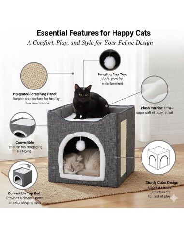 Cueva de Gato de Fieltro Ashwood - Refugio Acogedor 39cm