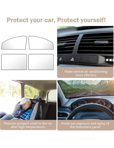 Sombrillas para Ventanas de Coche SLIMI 4 PCS Plata Sombrillas para Ventanas de Coche SLIMI 4 PCS Plata