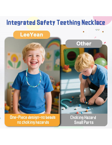 Collares Masticables Sensoriales para Niños - 2 Piezas, Silicona Segura