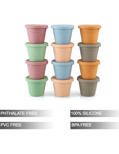 PandaEar 12 Contenedores de Almacenamiento de Comida para Bebés 118 ml
