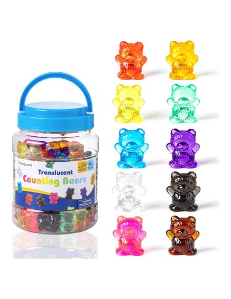 100 Contadores de Oso Translúcido Odoorgames - 10 Colores - Manipulativos para Jardín de Infancia 100 Contadores de Oso Translúcido Odoorgames - 10 Colores - Manipulativos para Jardín de Infancia