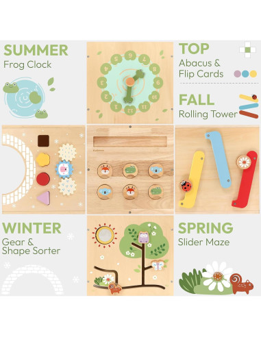 Cubos de Actividad de Madera 9-en-1 KizKnows para Niños