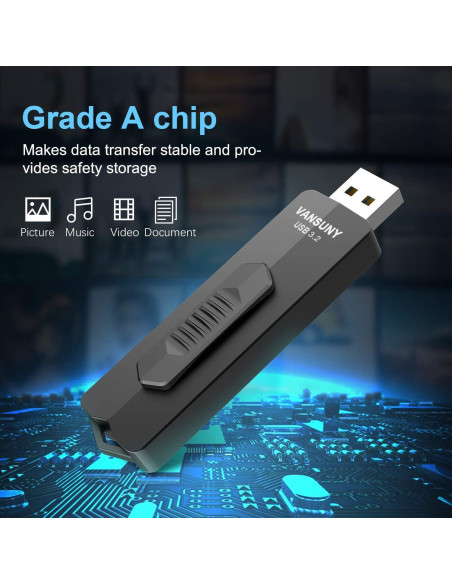 Unidad Flash USB 3.2 Vansuny 256GB Metálica 400MB/s Unidad Flash USB 3.2 Vansuny 256GB Metálica 400MB/s