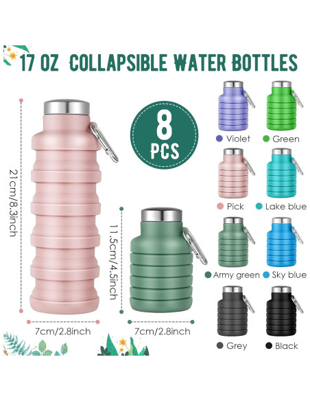 8 Botellas de Agua Plegables Lallisa 500 ml Silicona Multicolor 8 Botellas de Agua Plegables Lallisa 500 ml Silicona Multicolor
