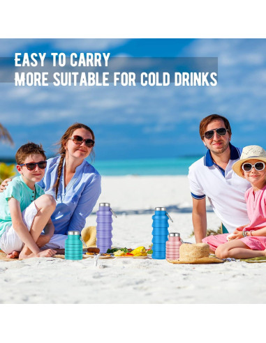 8 Botellas de Agua Plegables Lallisa 500 ml Silicona Multicolor