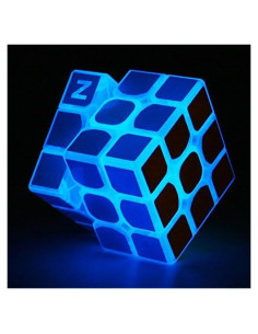 Cubo Mágico Fluorescente Azul TANCH 3x3 Brilla en la Oscuridad