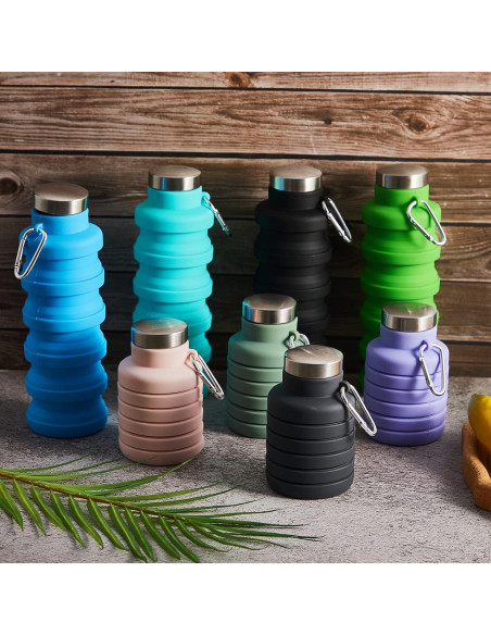 8 Botellas de Agua Plegables Lallisa 500 ml Silicona Multicolor 8 Botellas de Agua Plegables Lallisa 500 ml Silicona Multicolor