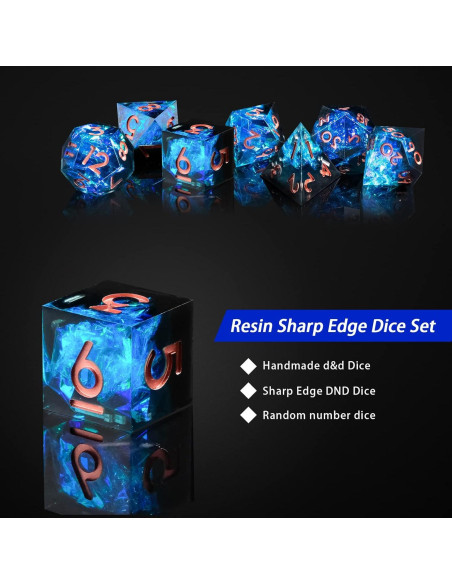 Juego de Dados DND Cttasty 7 Piezas Resina Azul-Negro Juego de Dados DND Cttasty 7 Piezas Resina Azul-Negro