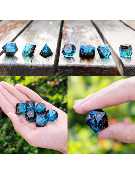 Juego de Dados DND Cttasty 7 Piezas Resina Azul-Negro Juego de Dados DND Cttasty 7 Piezas Resina Azul-Negro