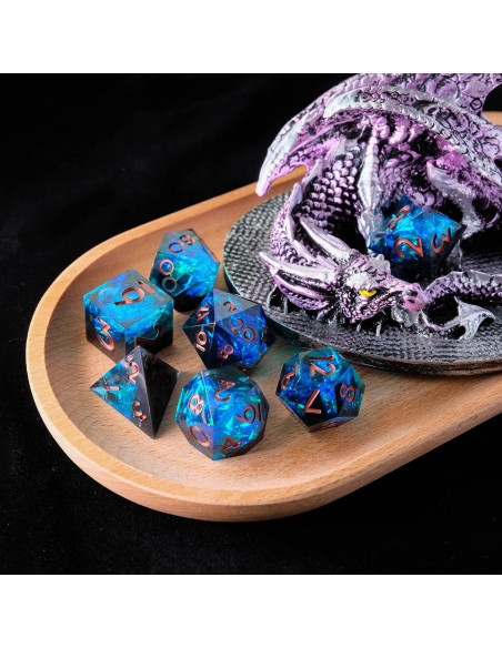Juego de Dados DND Cttasty 7 Piezas Resina Azul-Negro Juego de Dados DND Cttasty 7 Piezas Resina Azul-Negro