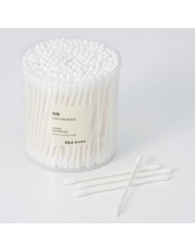 Bastones de algodón Muji 200 unidades color blanco