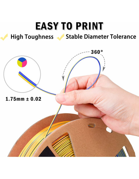 Filamento PLA 1.75mm OVV3D Tri-color Seda 1kg Filamento PLA 1.75mm OVV3D Tri-color Seda 1kg