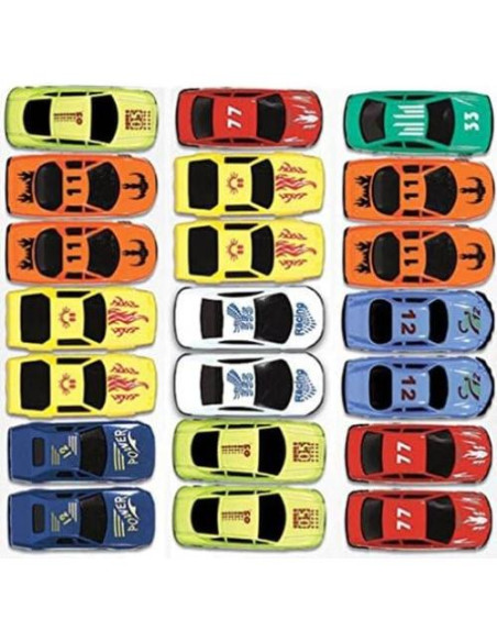 Paquete de 21 Coches de Metal Fundido Amscan 6.35 cm Colores Surtidos Paquete de 21 Coches de Metal Fundido Amscan 6.35 cm Colores Surtidos